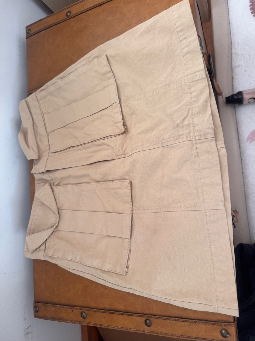 Zara Beige/Tan skirt with Front Patch Pockets